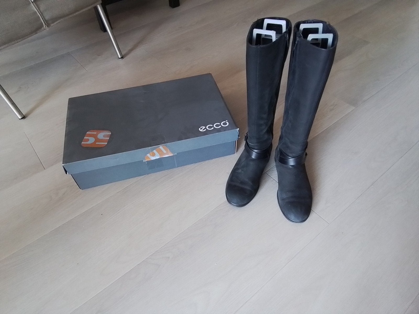 ECCO DAMESLAARZEN - ZWART NUBUCK - DUBBELE RITSEN - MT 38, Kleding | Dames, Schoenen, Hoge laarzen, Zwart, ECCO, Ophalen of Verzenden
