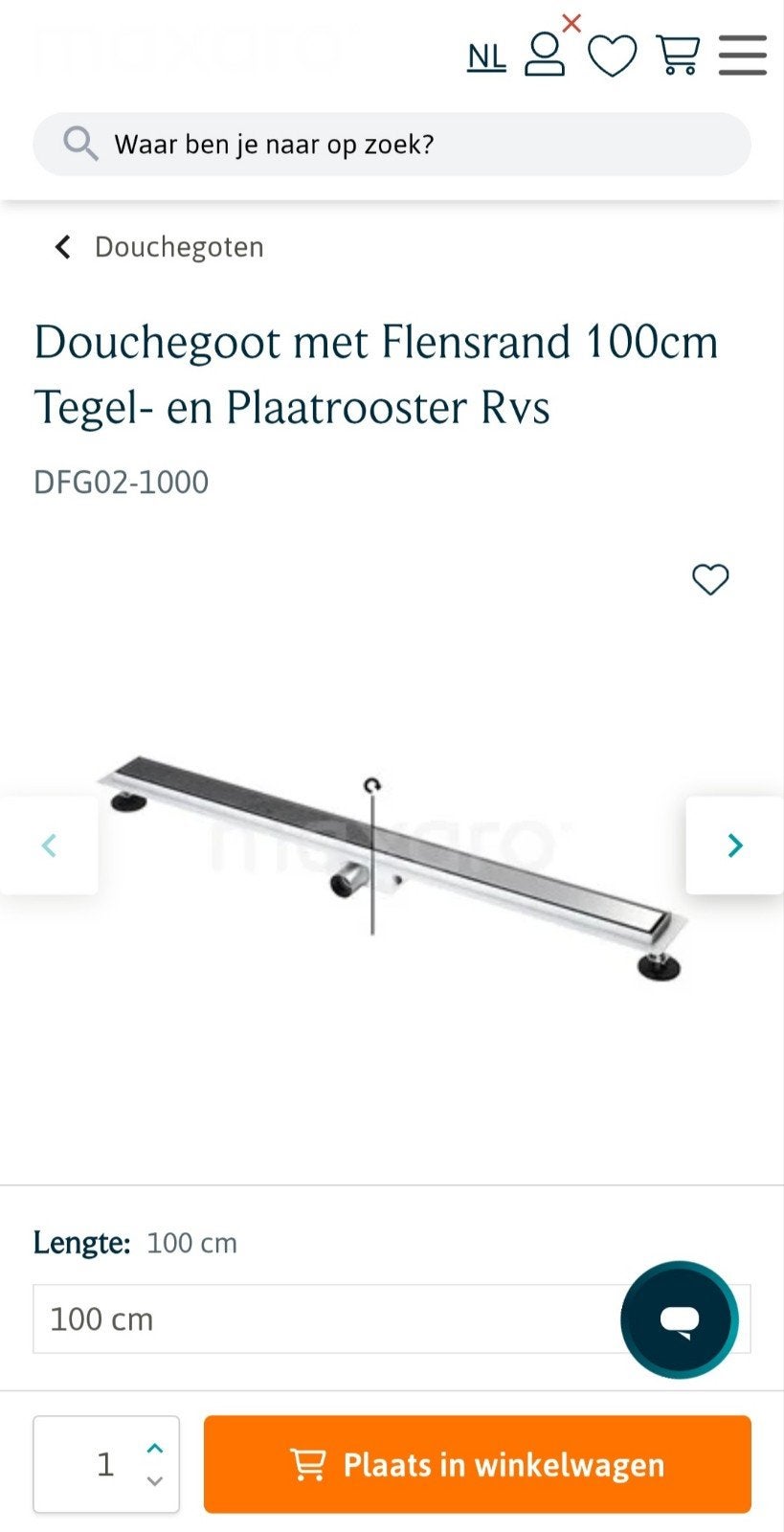 Douchegoot 100 cm nieuw, Ophalen, Nieuw, Rvs, Overige typen