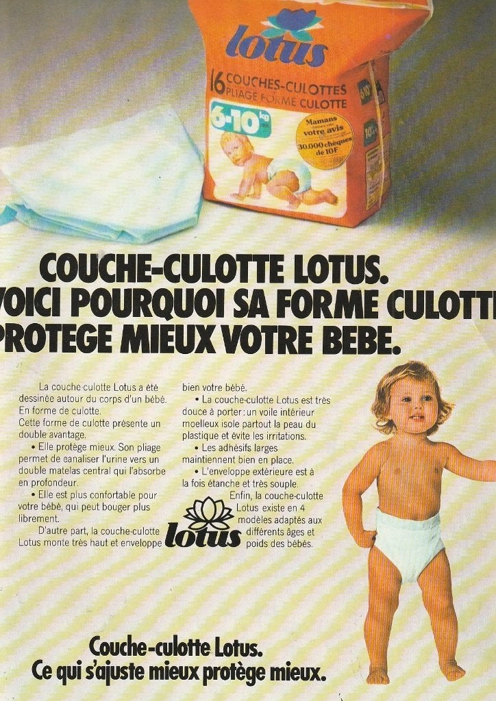 Retro reclame 1977 Lotus baby luiers beter voor je peuter, Verzenden, Overige typen