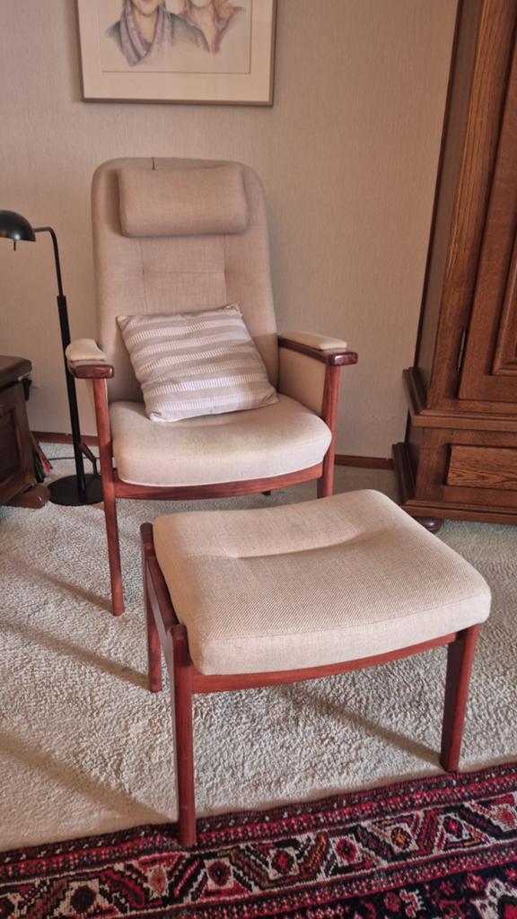 Farstrup senior relax stoel., Huis en Inrichting, Fauteuils, Zo goed als nieuw, Stof, 50 tot 75 cm, 75 tot 100 cm, Ophalen