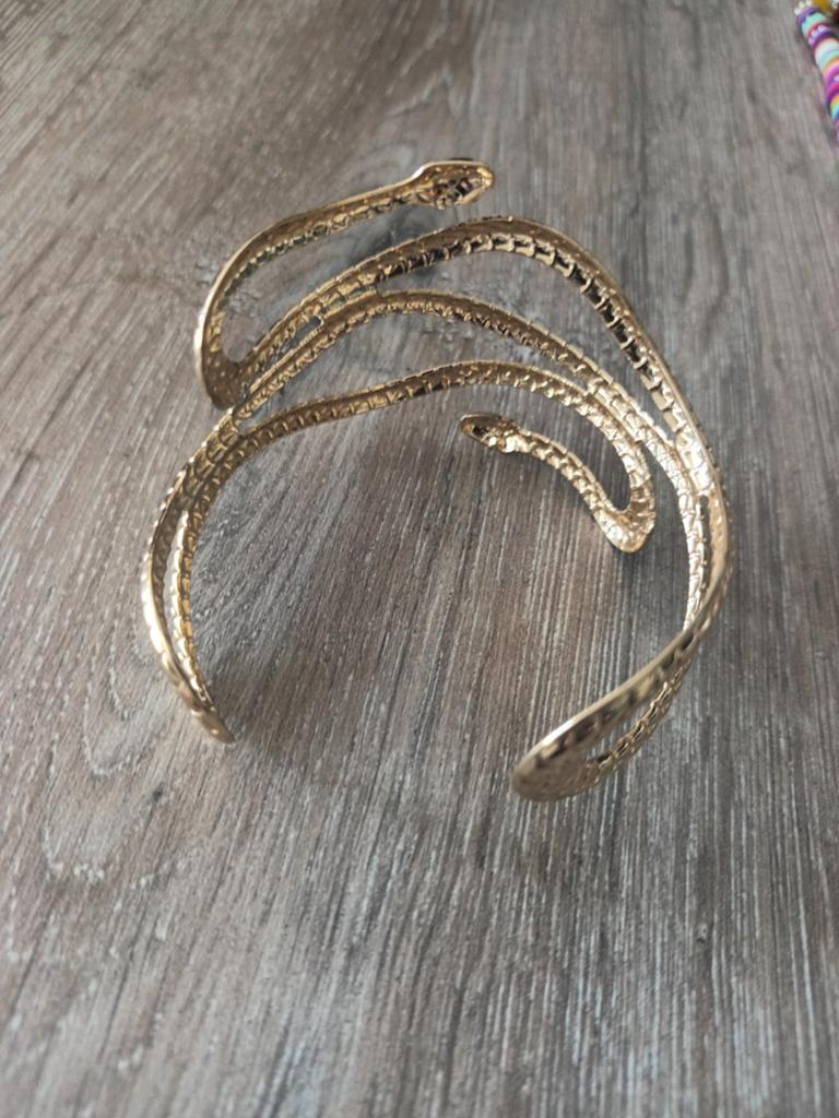 Gouden Slangen Armband - Uniek Design, Ophalen of Verzenden, Zo goed als nieuw, Goud, Overige materialen