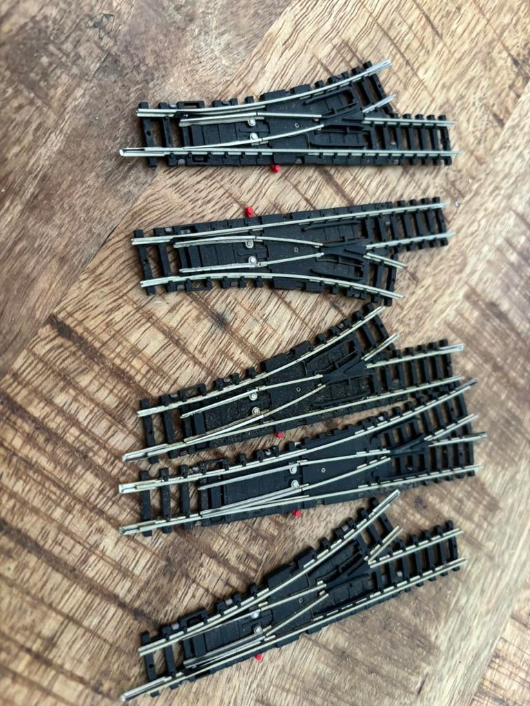 5 wissels minitrix diverse boogstralen, Gebruikt, Gelijkstroom, Trix, Rails