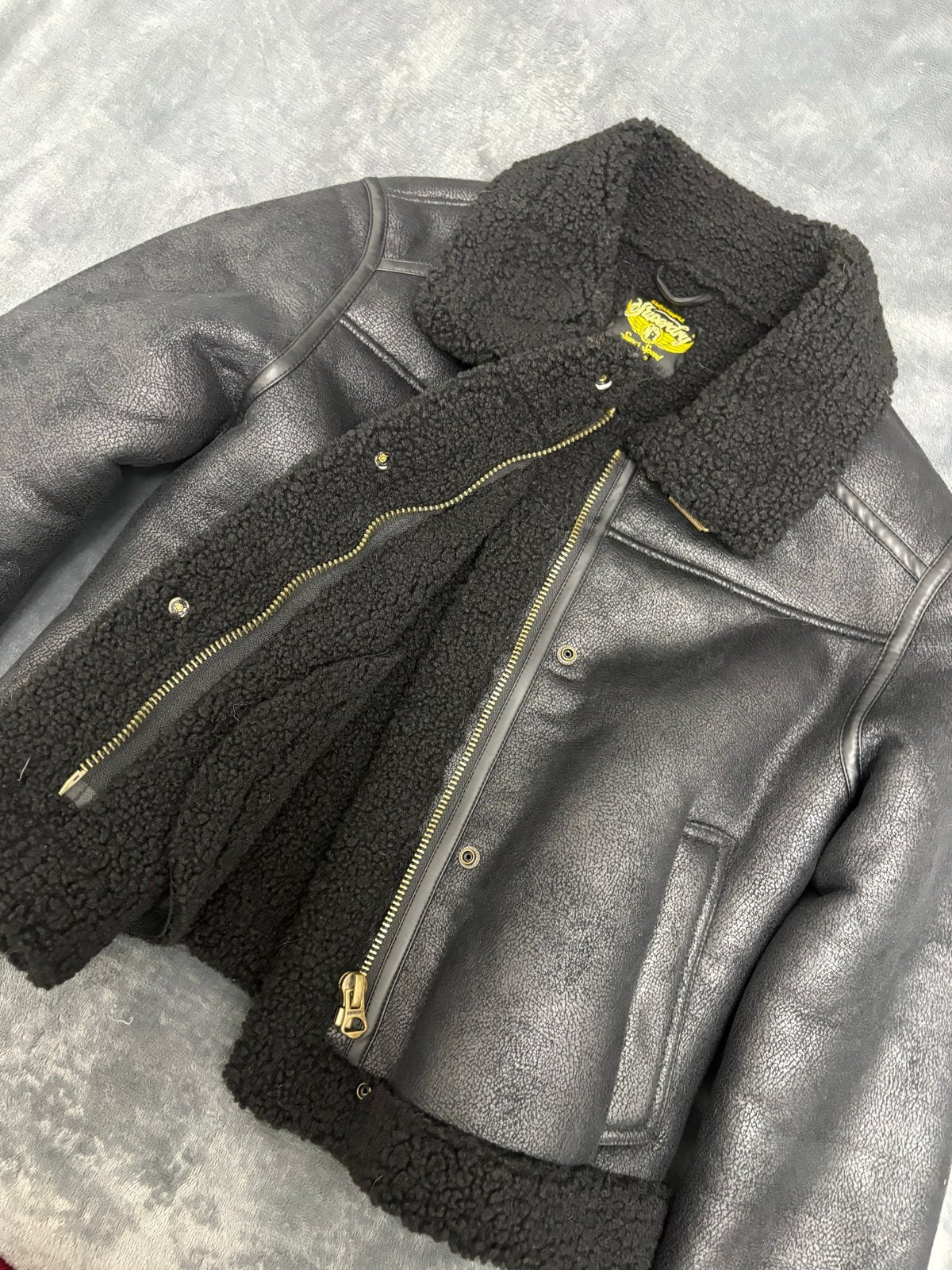 Superdry Biker Jack met Teddy Voering - Maat 42, Ophalen of Verzenden, Zo goed als nieuw, Maat 42/44 (L), Zwart