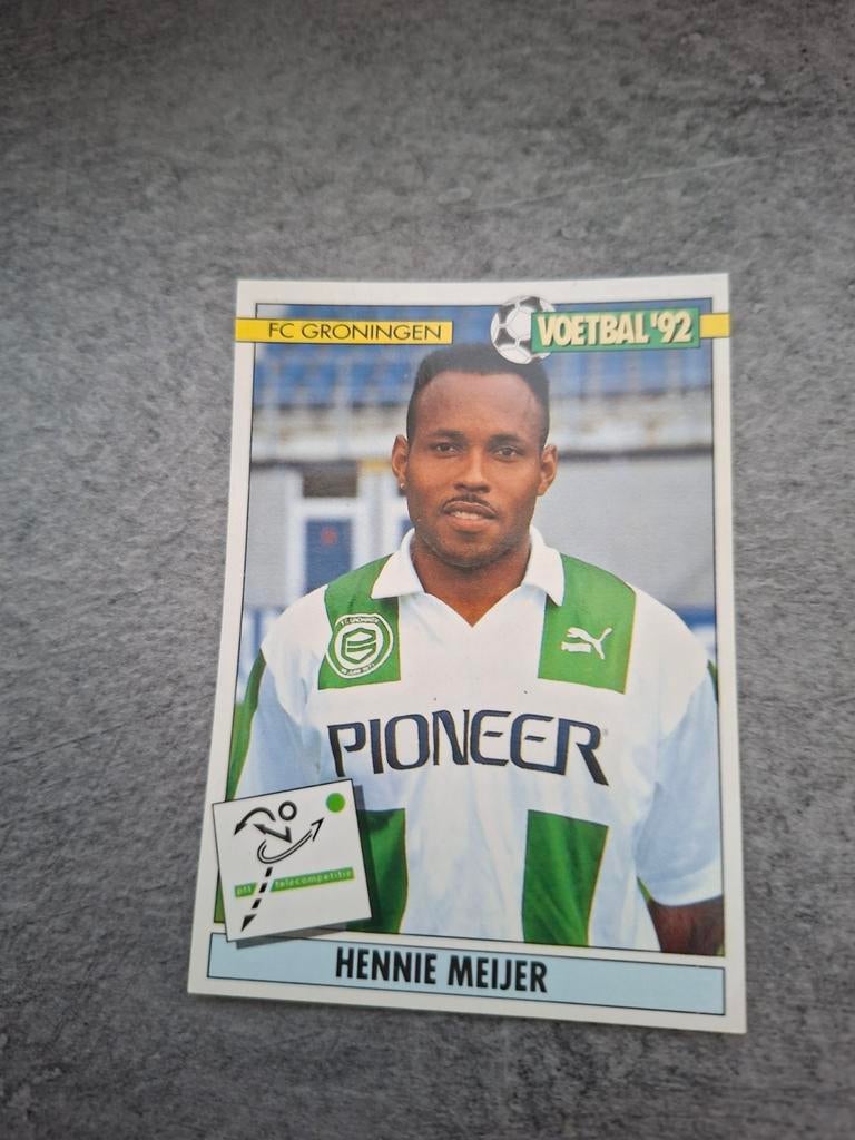 Panini sticker Voetbal 92. Speler Hennie Meijer FC Groningen, Verzenden, Zo goed als nieuw, Sticker