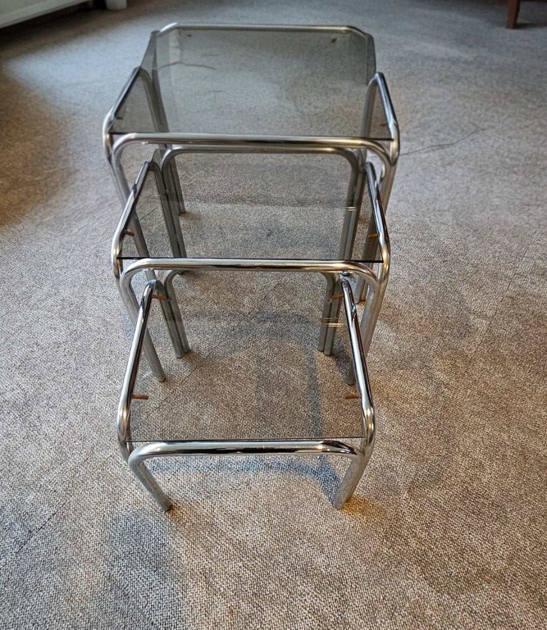 Bauhaus (nest) tafeltjes, Ophalen, Gebruikt, 50 tot 100 cm, Glas