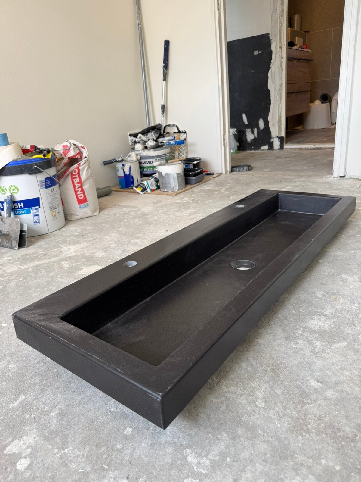 Wasbak zwart natuursteen 120 x 60 cm, Ophalen, 100 tot 150 cm, Zo goed als nieuw, Minder dan 100 cm