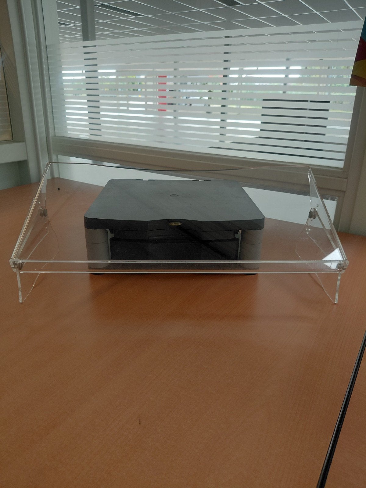 Fellowes monitorstandaard met lade en plexiglas standaard, Diversen, Ophalen of Verzenden, Gebruikt