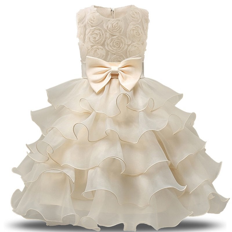 Champagne meisjes bloemen jurk prinsessenjurk prinsessen, Kinderen en Baby's, Verzenden, Nieuw, 110 t/m 116, Meisje