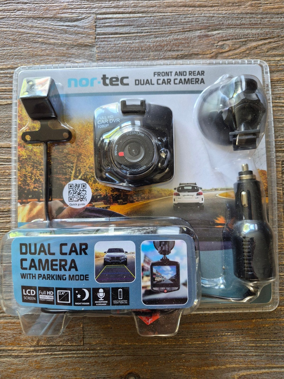 Nor-Tec Dual Car Dashcam- Voor en Achter met Parkeermodus, Auto diversen, Dashcams, Ophalen of Verzenden, Nieuw