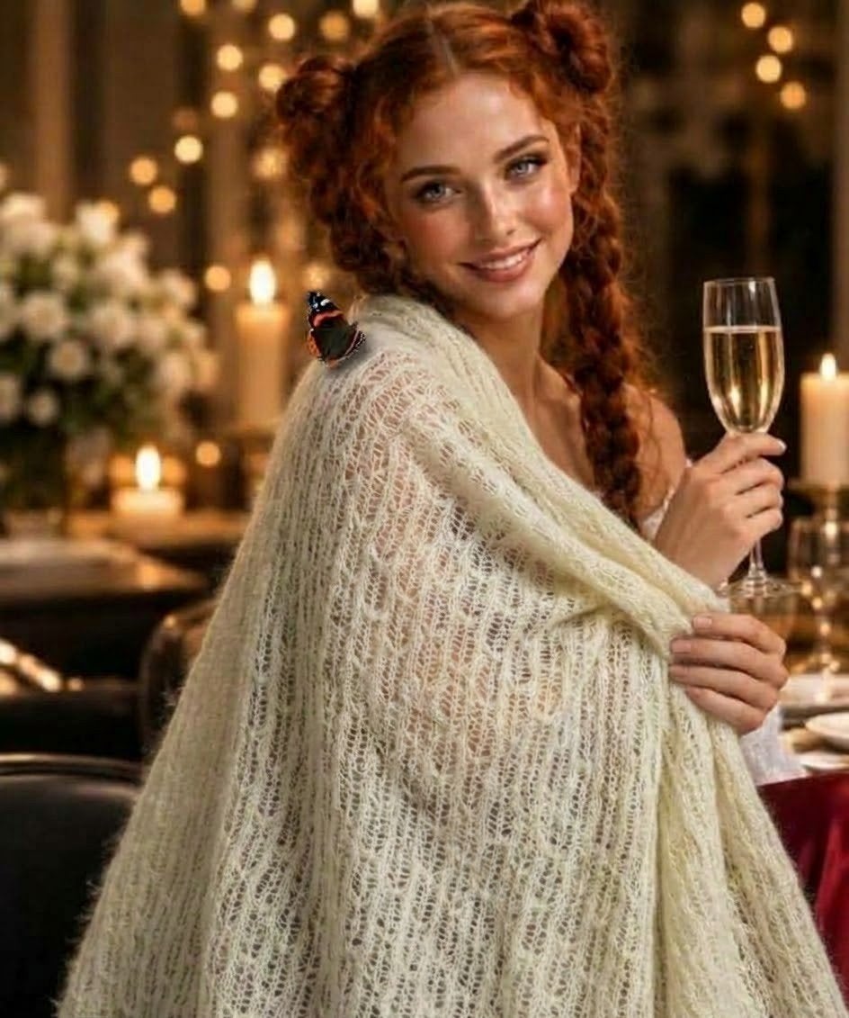 Handmade Mohair Shawl – Italian Kid Mohair, Ophalen of Verzenden, Nieuw, Haken, Wol of Garen
