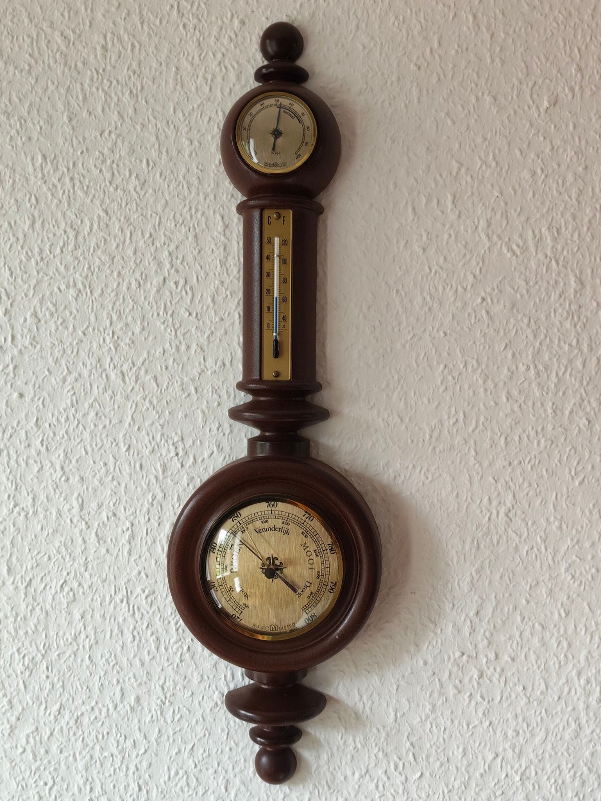 Klassieke Barometer met Thermometer - Kunststof, Ophalen, Gebruikt, Barometer