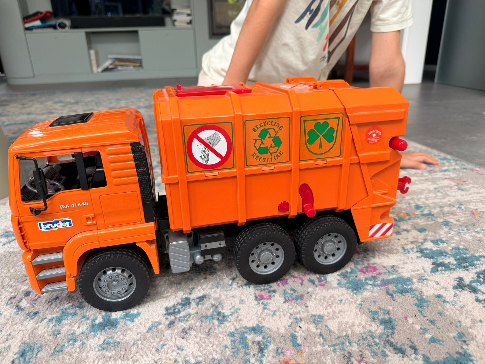 Bruder MAN TGA Vuilniswagen - Oranje Speelgoedtruck, Ophalen of Verzenden, Gebruikt
