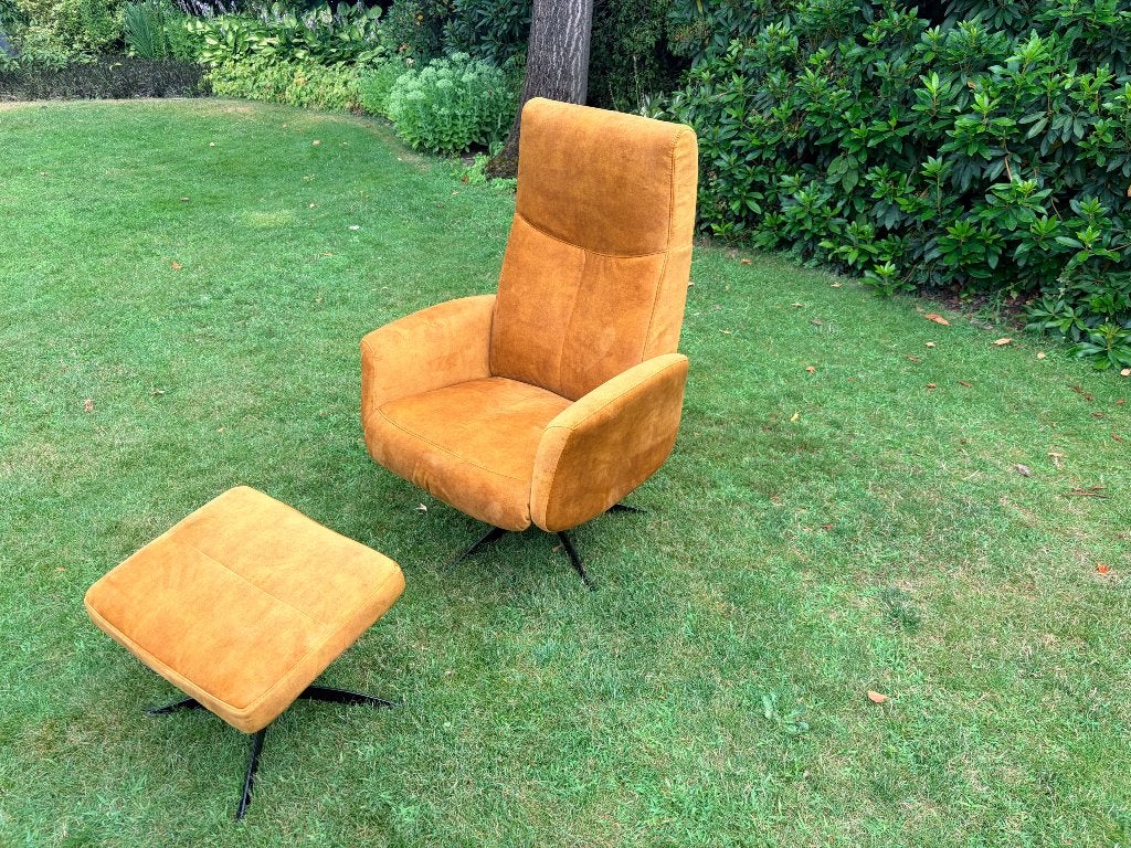 Luxe verstelbare draaifauteuil Ruben + hocker | Adore Gold