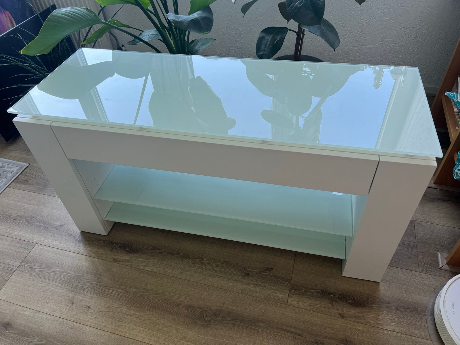 Stijlvol Audio-Video Meubel met Glazen Blad, Huis en Inrichting, Ophalen, Gebruikt, Minder dan 25 discs, Hout
