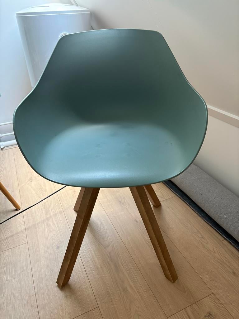 Turquoise Stoel met Houten Poten, Ophalen, Overige kleuren, Zo goed als nieuw, Eén