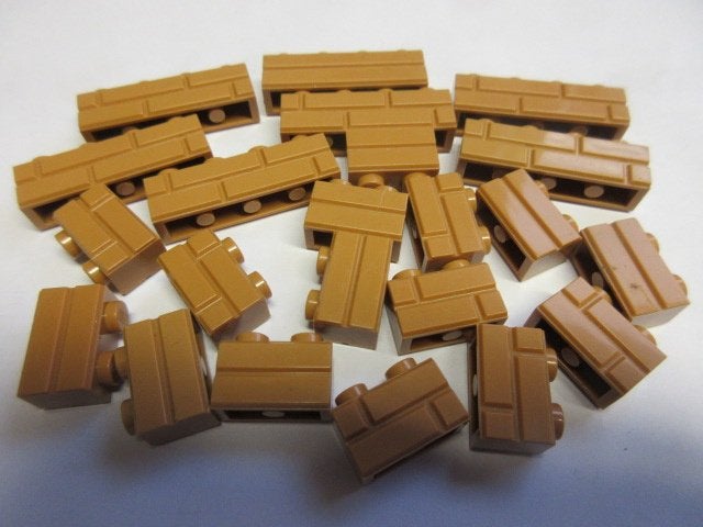 nr. 0434, Medium Nougat steentjes met steenmotief, Masonry, Kinderen en Baby's, Ophalen of Verzenden, Zo goed als nieuw, Losse stenen