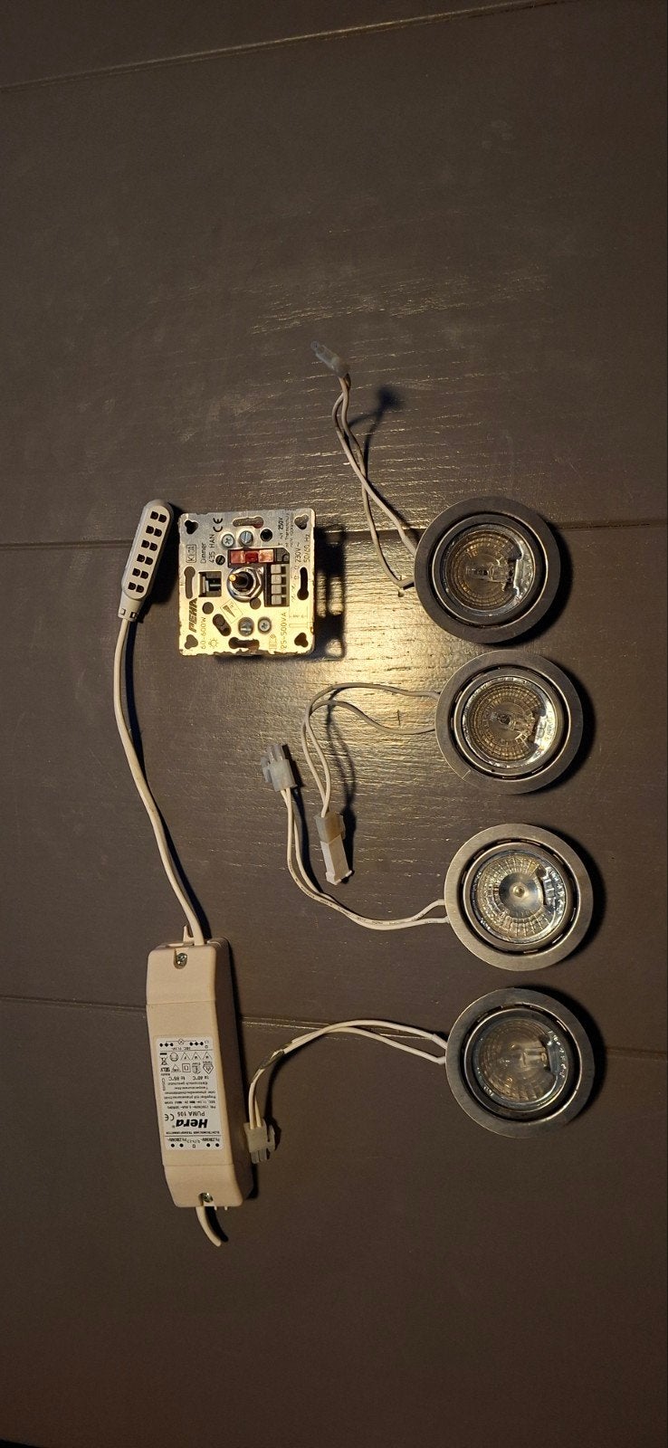 4 Inbouw Halogeenspots (max. 20W) met Trafo en Dimmer, Halogeen, Gebruikt, Ophalen of Verzenden, Dimbaar