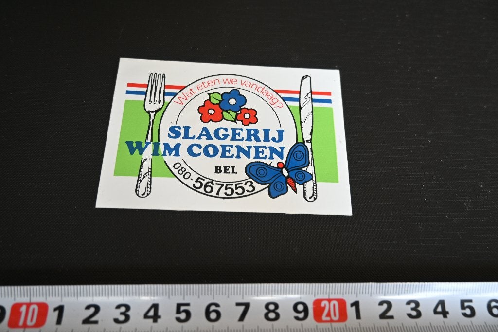 sticker Nijmegen SLAGERIJ WIM COENEN  080-567553, Ophalen, Zo goed als nieuw