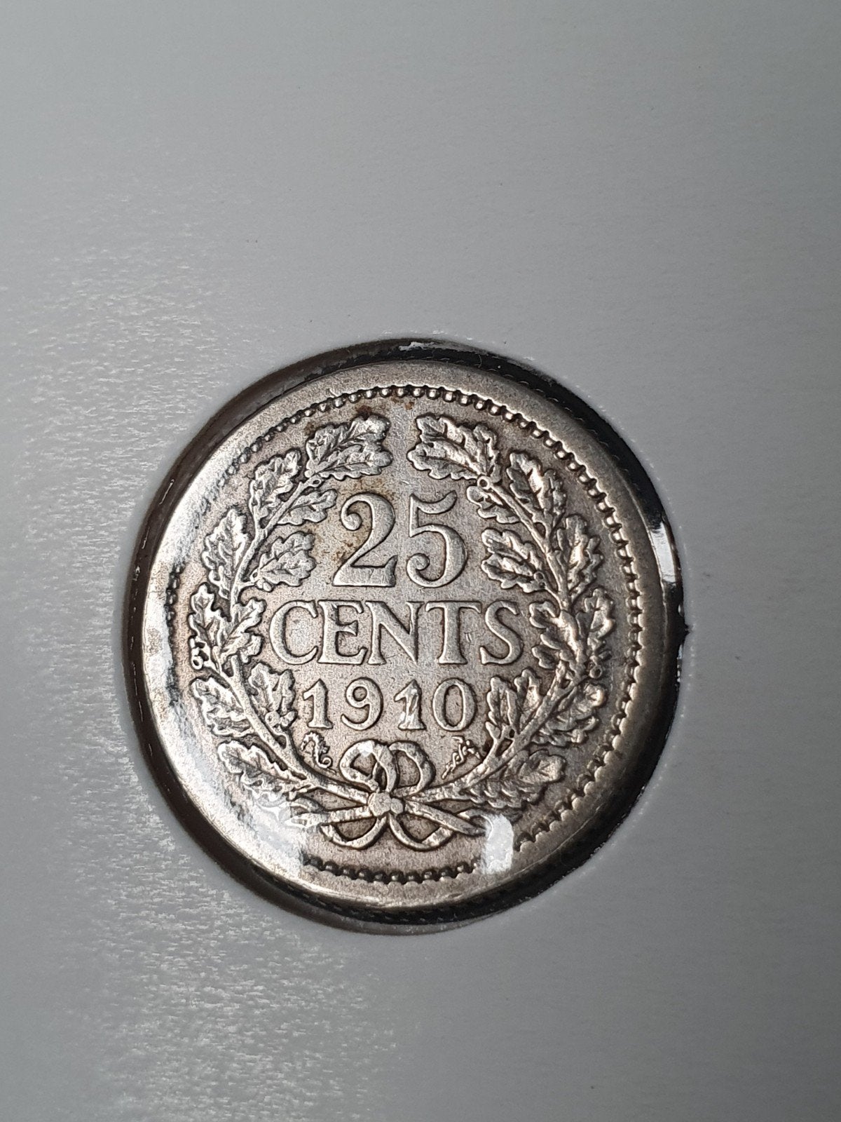 Zilveren 25 Cent Munt Koningin Wilhelmina 1910, Postzegels en Munten, Ophalen of Verzenden