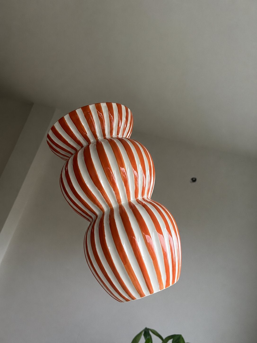 Gestreepte vaas - Oranje en wit, Ophalen, Oranje