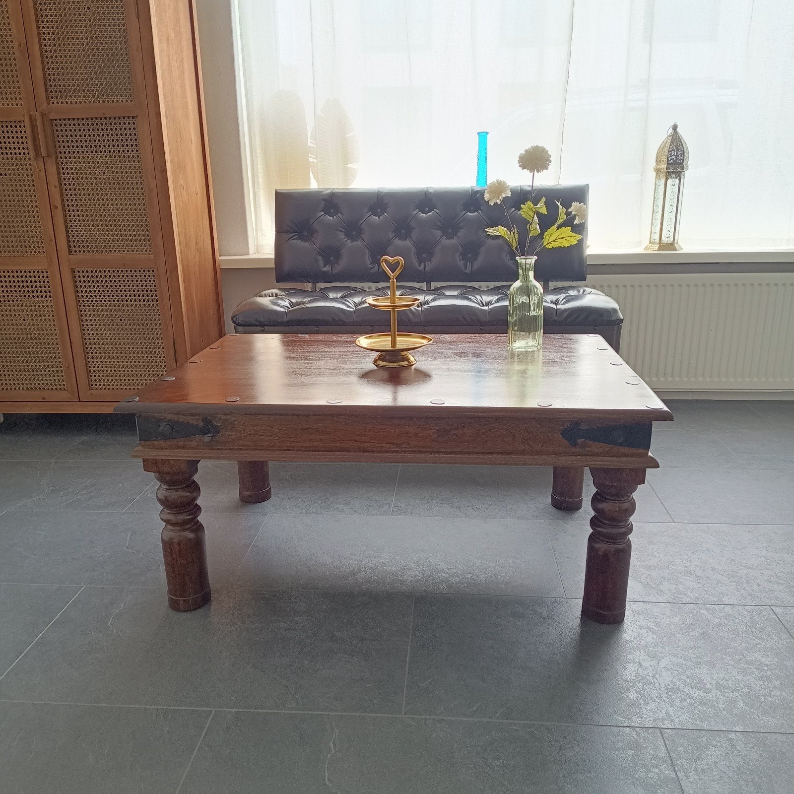 Massief Sheesham Salontafel uit India | 90 cm x 60 cm 40 cm, Ophalen, 100 tot 150 cm, 50 tot 100 cm, Zo goed als nieuw