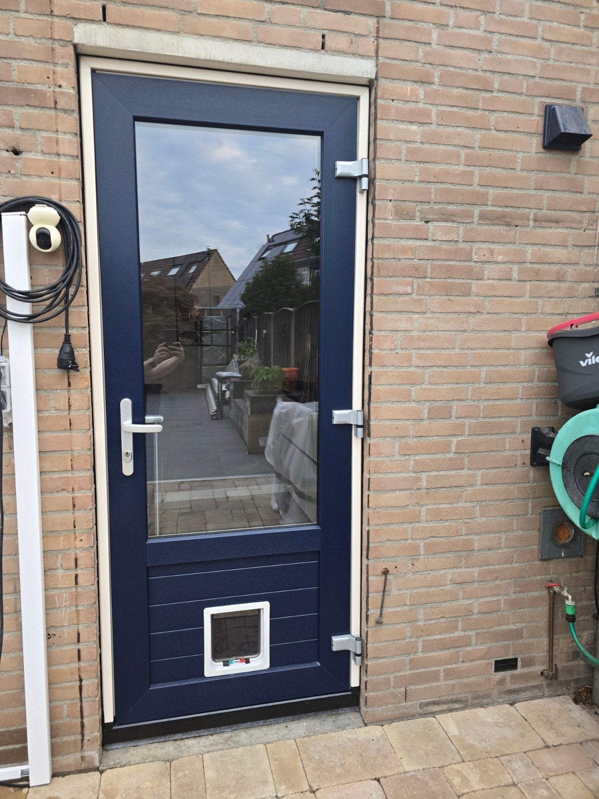 Kunststof Tuindeur met Kattenluik - RAL 9001/5011 HR++, Ophalen