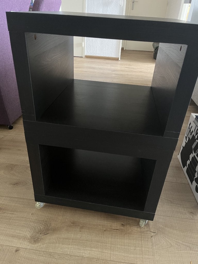 kastje met 2 vakken en wieltjes, zwart, Ophalen
