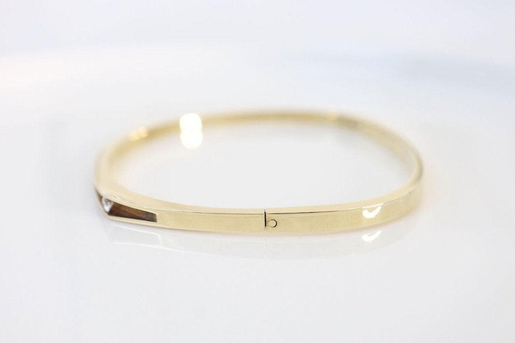 slavenarmband met diamant 14 karaat goud, Ophalen of Verzenden, Zo goed als nieuw, Goud, Goud