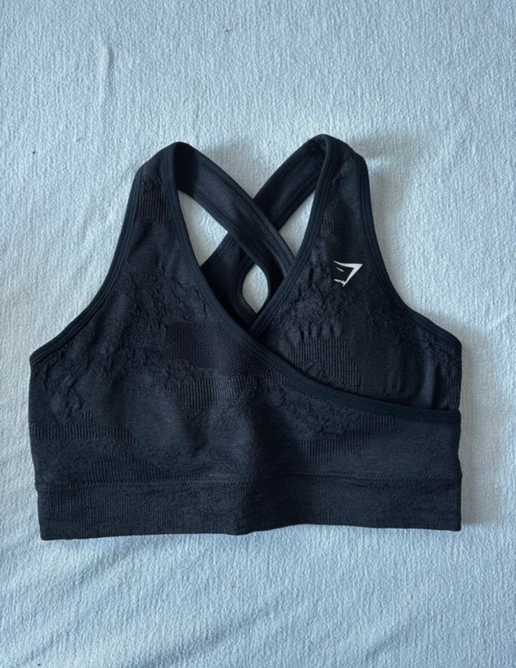 Gymshark sport bh animal, Verzenden, Zwart, Maat 36 (S), Fitness of Aerobics