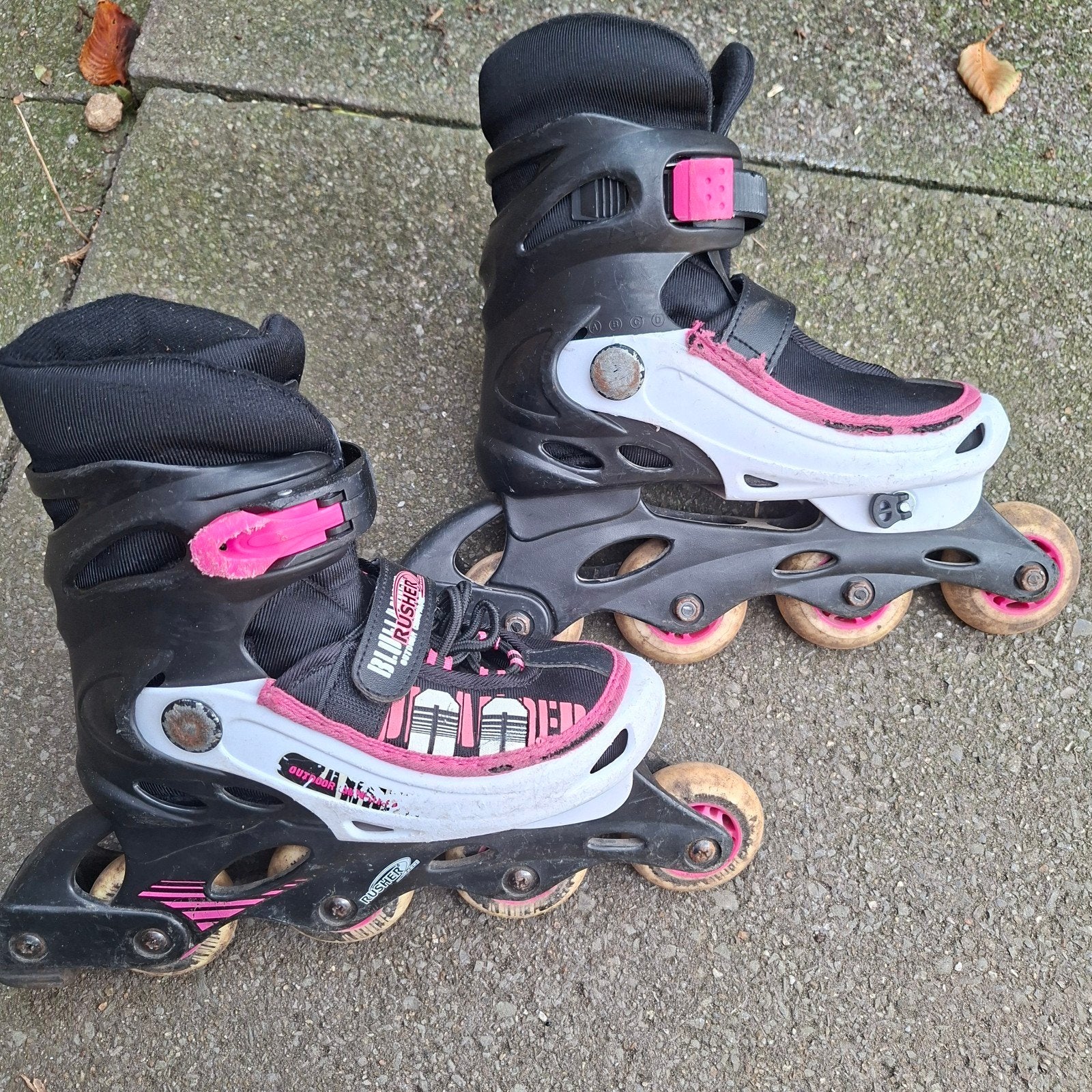 Verstelbare inline skates zwart/roze - Zo goed als nieuw, Ophalen, Kinderen, Inline skates 4 wielen, Verstelbaar