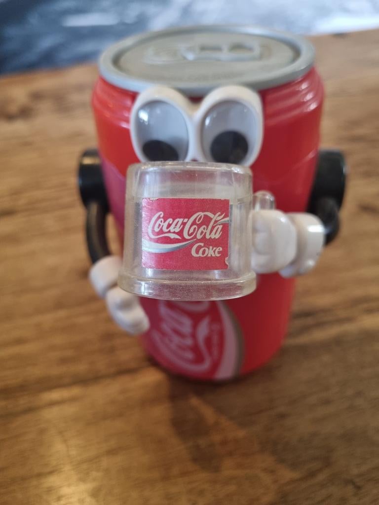 Vintage Coca-Cola blikje met spaarpot, Verzamelen, Ophalen of Verzenden, Gebruikt