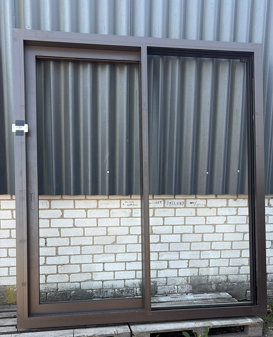 (194) Nieuwe bronskleur aluminium schuifpui, Ophalen, 150 tot 225 cm, Nieuw, Aluminium