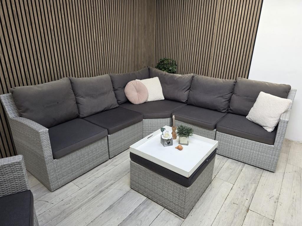 ‼️Bois Le Duc loungeset met kussens‼️, Tuin en Terras, Ophalen, Wicker, Hocker