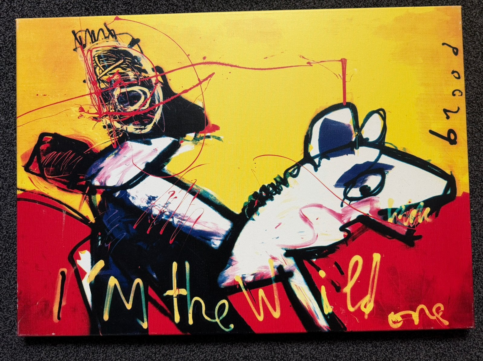 Herman Brood - I'm the Wild One - Zeefdruk op doek, Antiek en Kunst, Ophalen