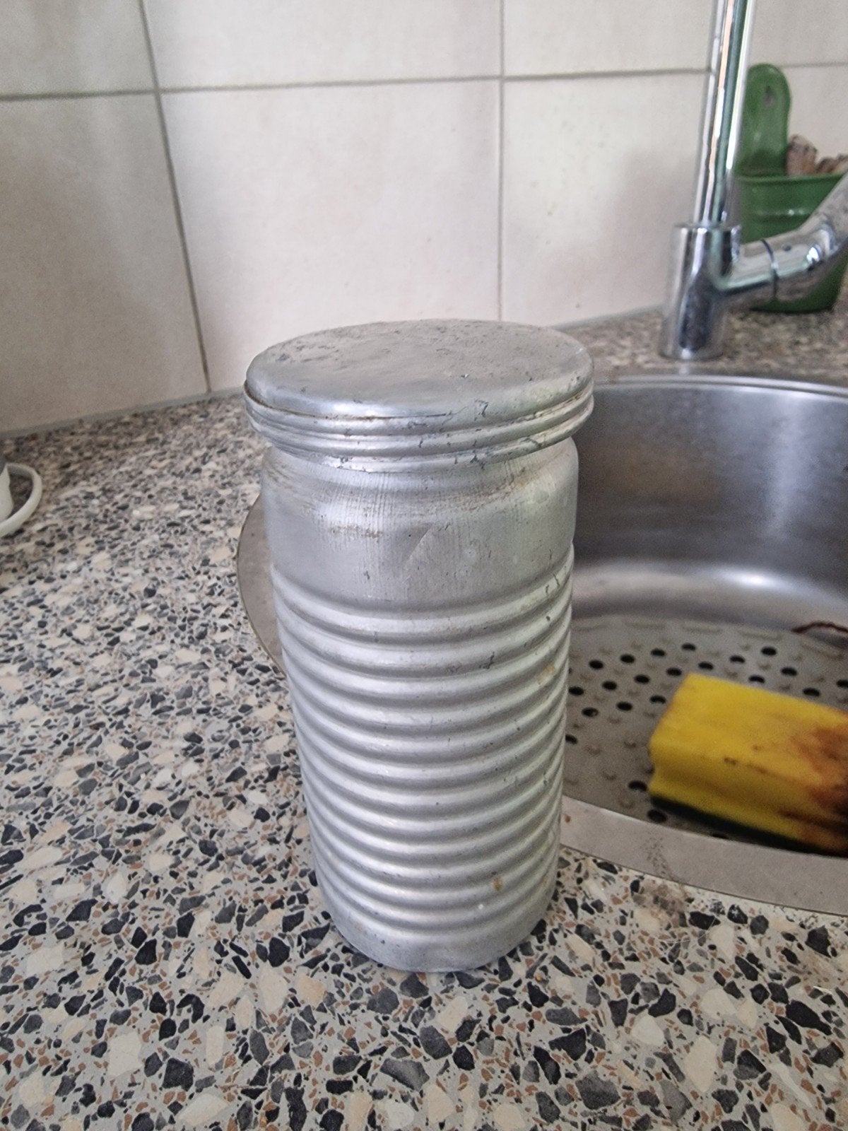 Vintage aluminium zoutpot met deksel, Ophalen of Verzenden