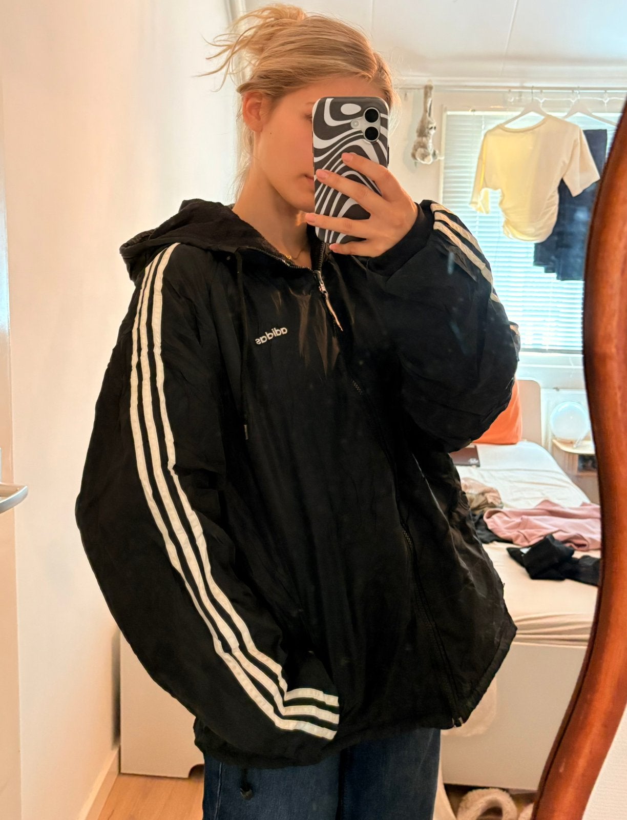 Zwarte adidas vintage jas, Ophalen of Verzenden, Gedragen, Maat 56/58 (XL), Zwart