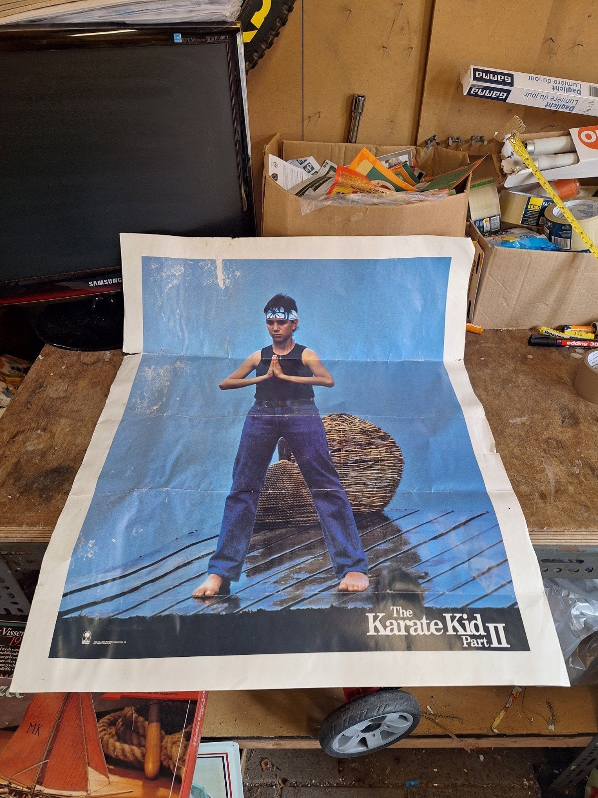 Vintage bioscoop poster Karate Kid 2 uit 1986, Verzamelen, Posters, Ophalen of Verzenden, Gebruikt, Deurposter of groter, Film en Tv