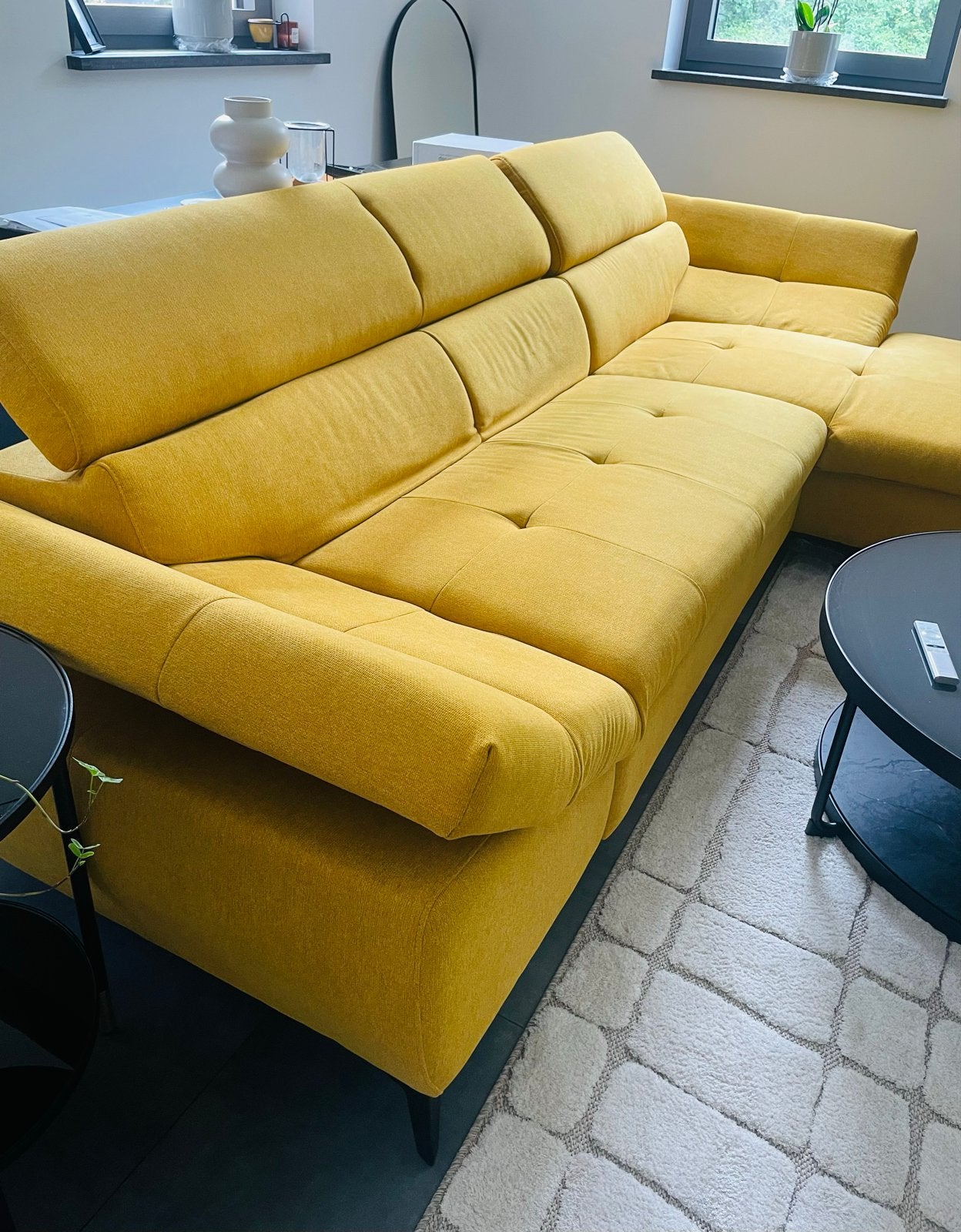 Moderne gele hoekbank - Zo goed als nieuw, Ophalen, 250 tot 300 cm, 100 tot 125 cm, Hoekbank