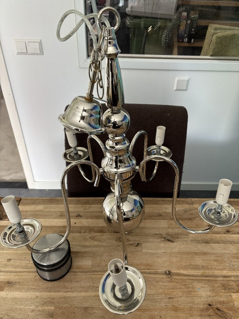 Sierlijke Plafond Lamp, Zilver, Gebruikt, 54 cm, Ophalen of Verzenden