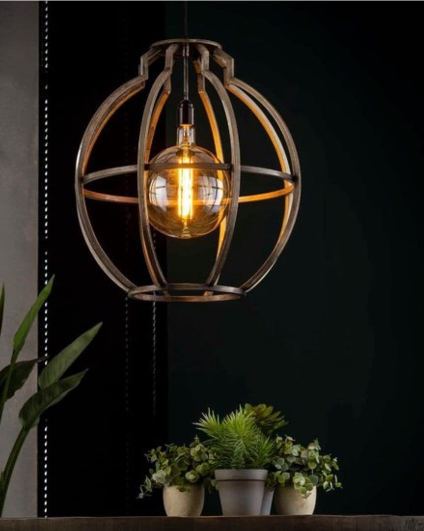 Industriële Globo hanglamp, Huis en Inrichting, Ophalen, Gebruikt, Metaal
