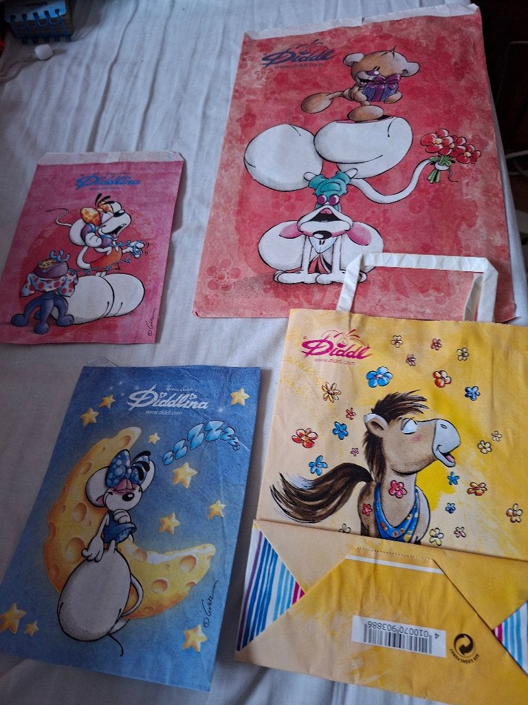4 Diddl zakjes, Ophalen of Verzenden, Diddl, Papier, Kaart of Schrift