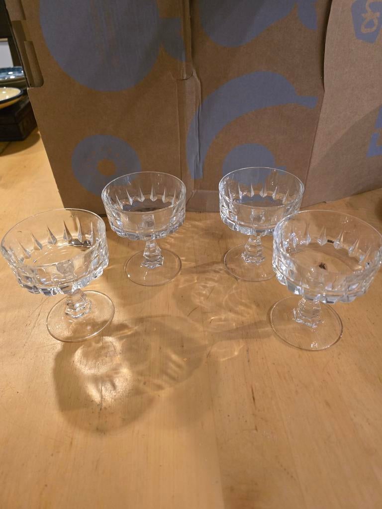 Set van 4 vintage champagne / advocaatglazen, Ophalen of Verzenden