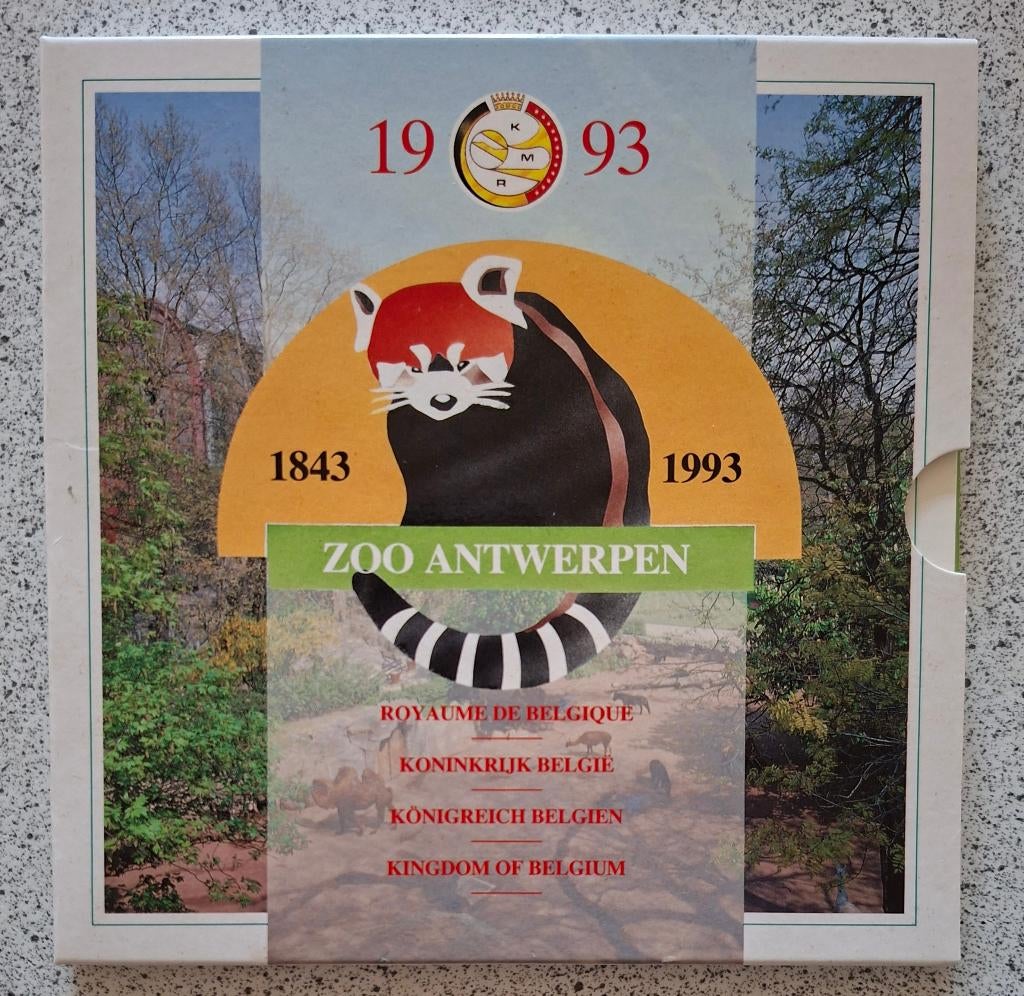 Muntenset Belgische frank 1993 Zoo Antwerpen, Postzegels en Munten, Verzenden, Overig, Setje