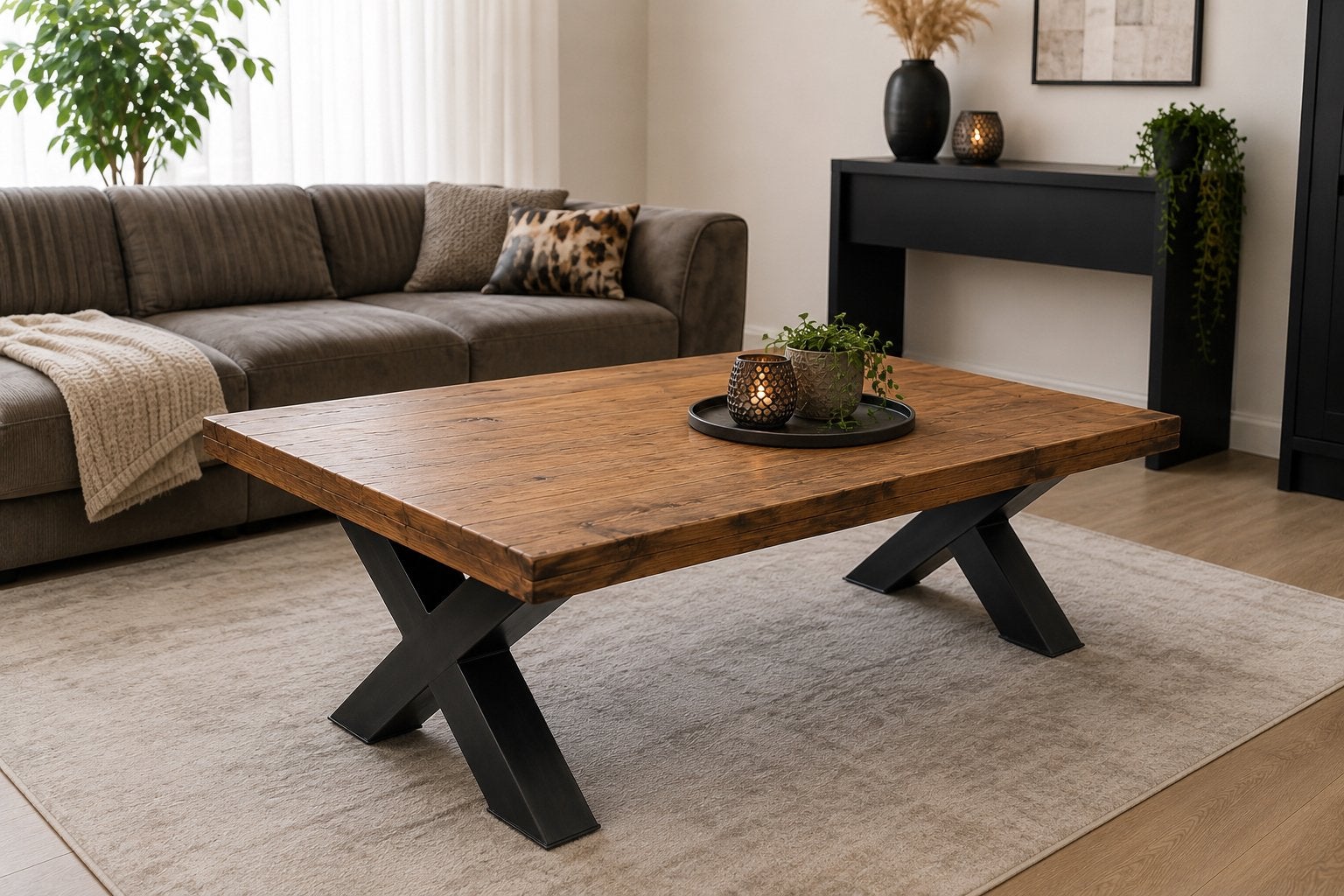 Romaro Salontafel Pronto Wonen - Massief Hout & X-poten, Huis en Inrichting, Tafels | Salontafels, Ophalen, Gebruikt, Overige houtsoorten