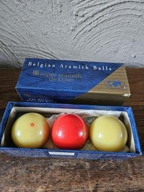 Belgian Aramith Super Aramith de Luxe biljartballen, Ophalen of Verzenden, Zo goed als nieuw, Keu of Ballen