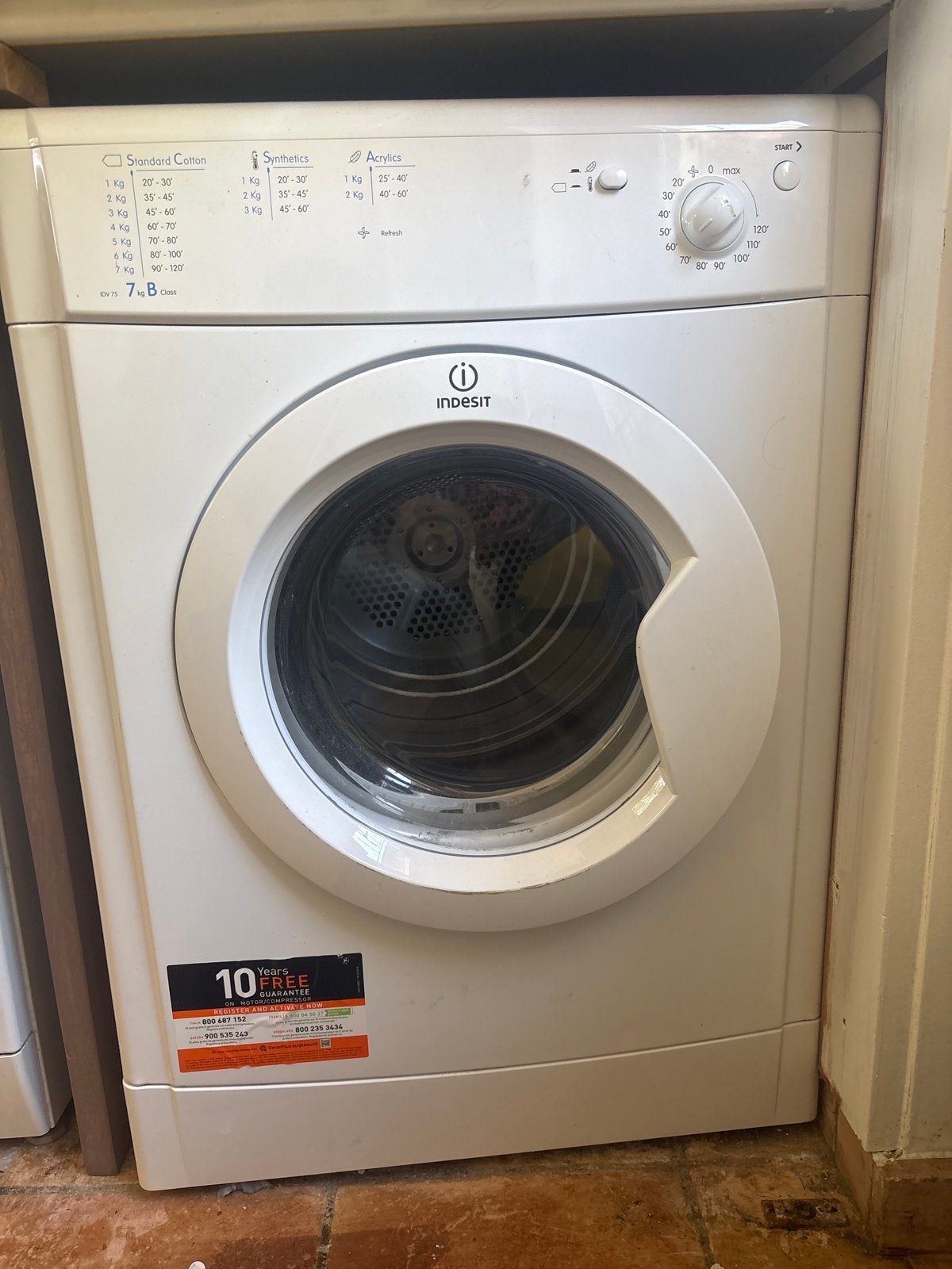 Indesit IDV75(EU) Luchtafvoer Wasdroger - 7kg, 6 tot 8 kg, Gebruikt, Luchtafvoer, Ophalen of Verzenden