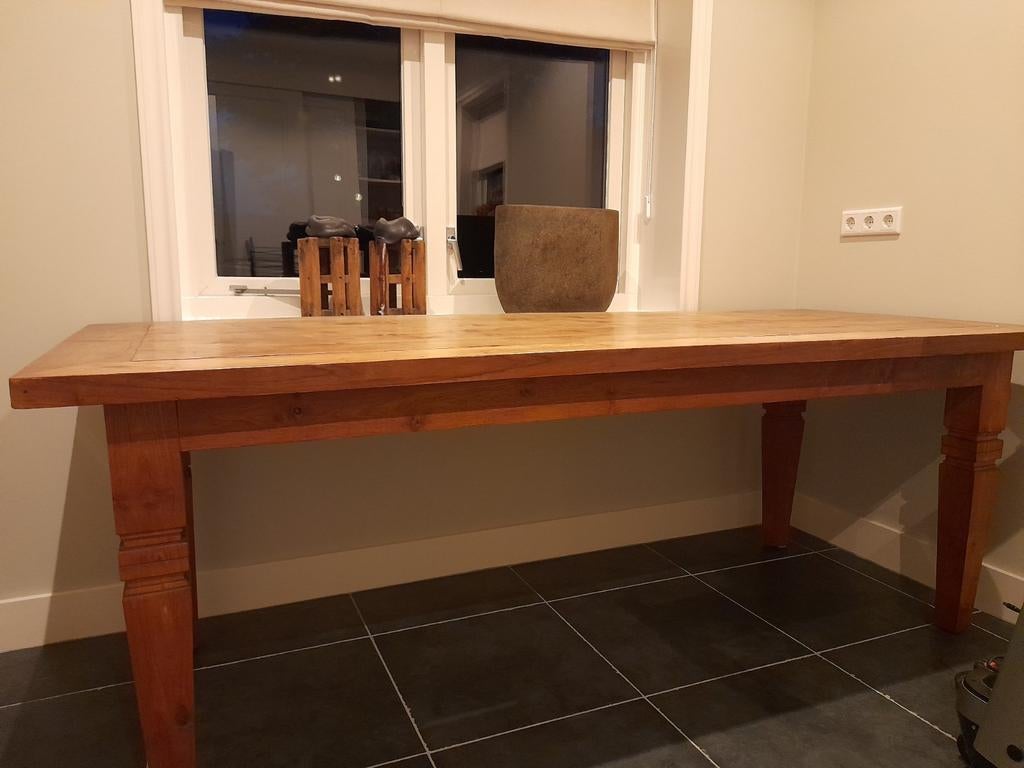 Houten tafel, demontabel., Ophalen, Gebruikt, 75 cm of meer, 200 cm of meer