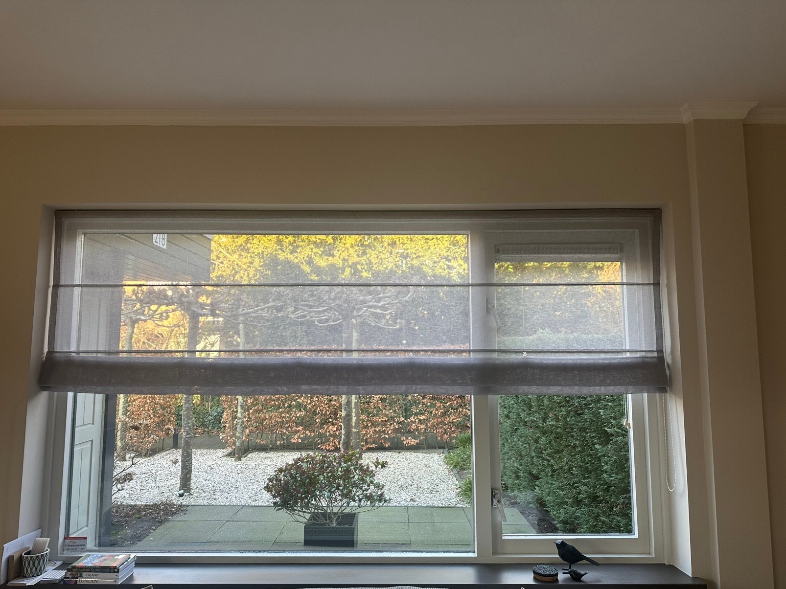 Vouwgordijn grijs - semi transparant, Huis en Inrichting, Stoffering | Gordijnen en Lamellen, Ophalen, 272 cm, Karwei, Zo goed als nieuw