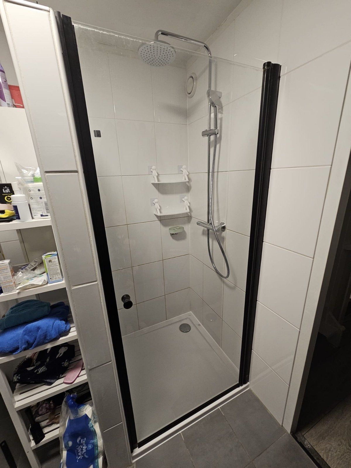 Douchebak en douchedeur 90x90, Doe-het-zelf en Verbouw, Ophalen of Verzenden, Gebruikt, Glas, Douche