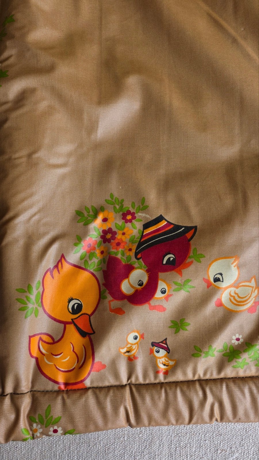 Vintage seventies boxkleed met eendjesprint 74x95 cm, Gebruikt, Niet van toepassing, Niet van toepassing, Ophalen of Verzenden